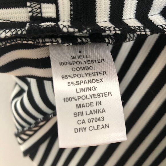 Maggy London Size 4 Black White Stripe Short Sleeve Straight Pencile Dress - Picture 8 of 11